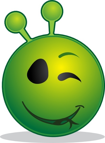Smile Green Alien Wink clip art 