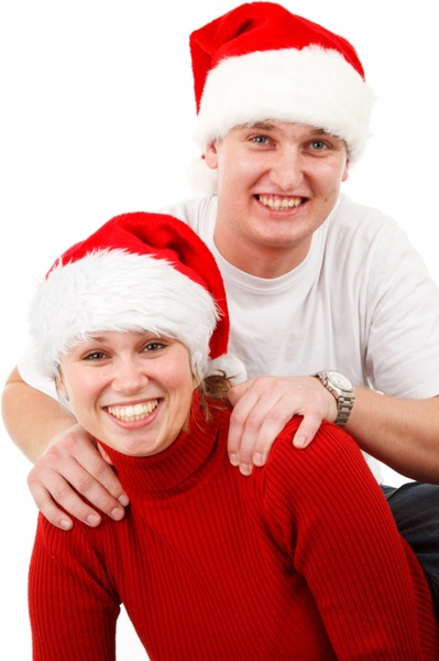 smiling santa couple