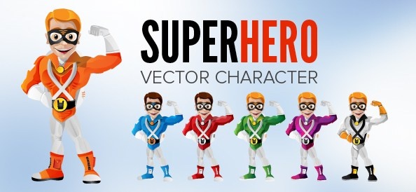 smiling superhero vector character