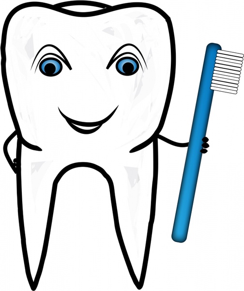 smiling tooth with toothbrush