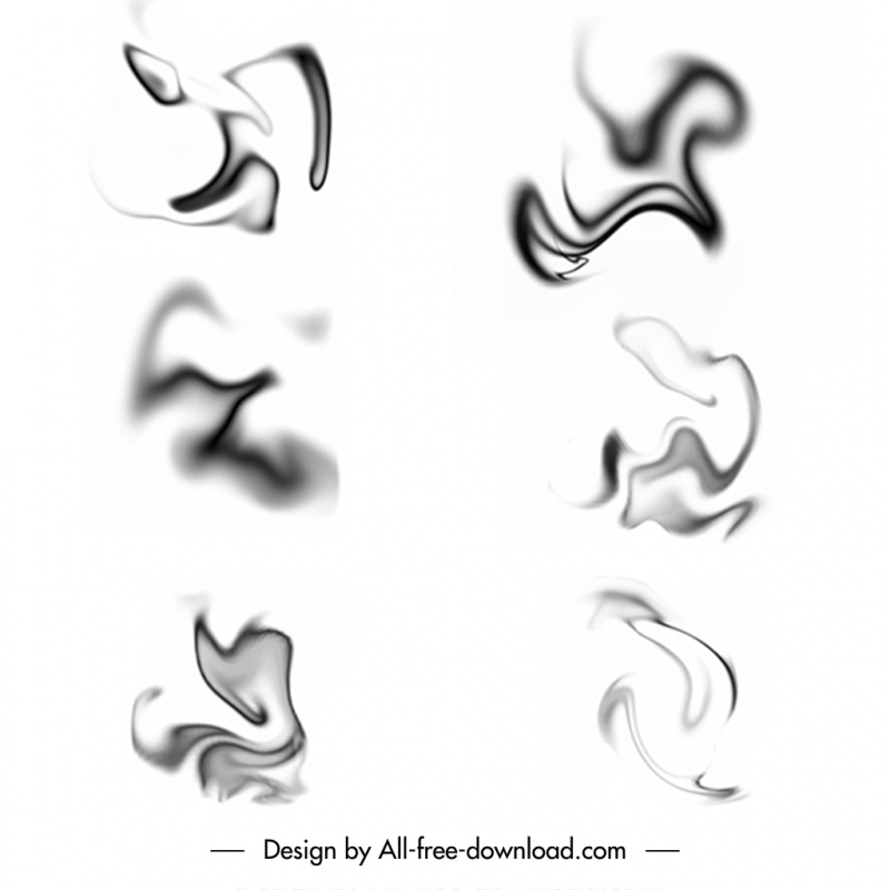 smoke brushes design elements dynamic blurred sketch