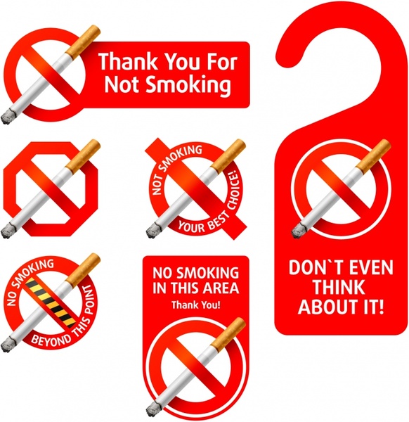 nonsmoking tags templates colored 3d realistic design