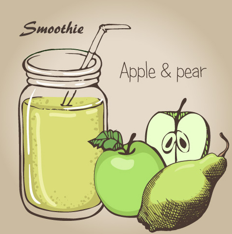 smoothie fruits drink vector sketch