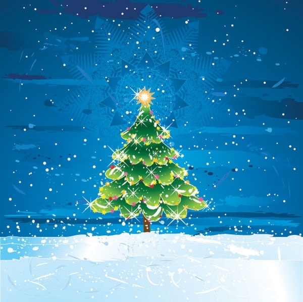 snow christmas tree vector 