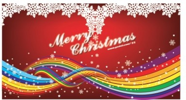 snow with colored christmas background vector 