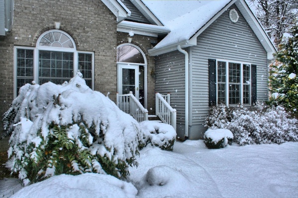 snowfall winter front door
