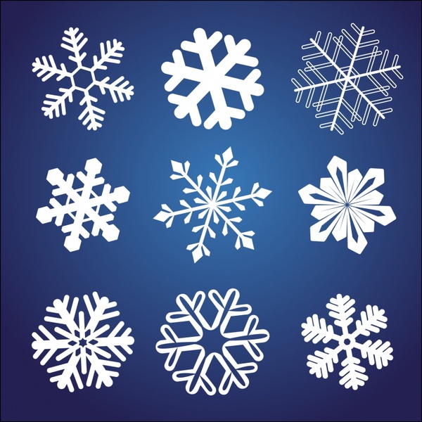 snowflakes background symmetrical shaped icons classical design