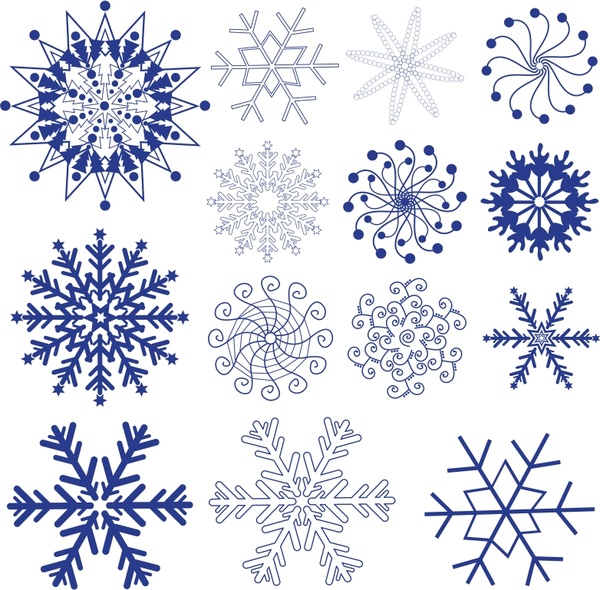 snowflakes templates colored flat symmetrical design