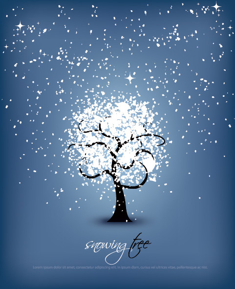 snowing tree vector graphic