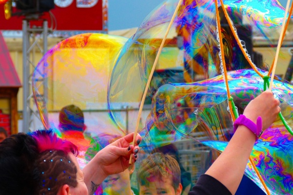 soap bubble colorful heavy going