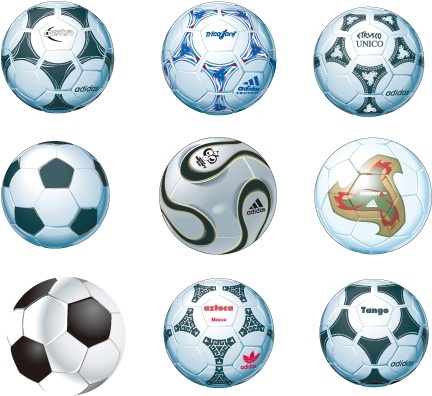 soccer balls icons collection colored realistic style