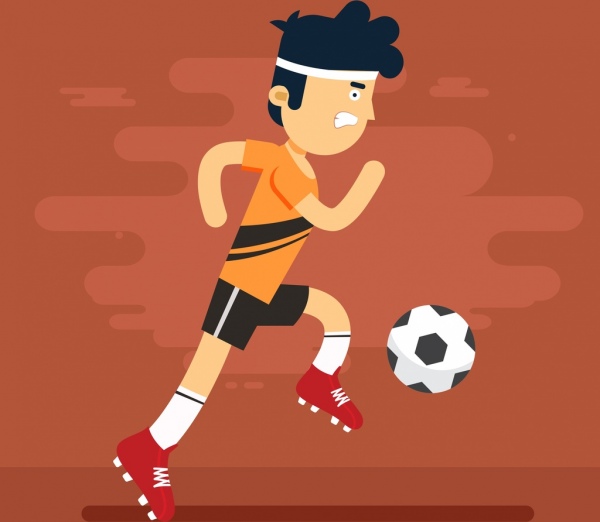 soccer background male player icon colored cartoon design