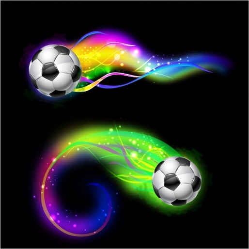 Soccer ball on colorful lightning way 