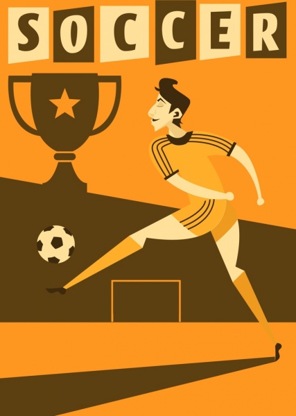 soccer banner male player cup texts decoration