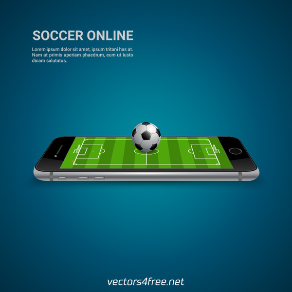 soccer field on smartphone vector