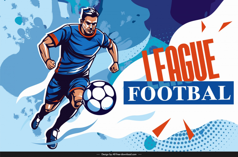 soccer league poster template dynamic player grunge design