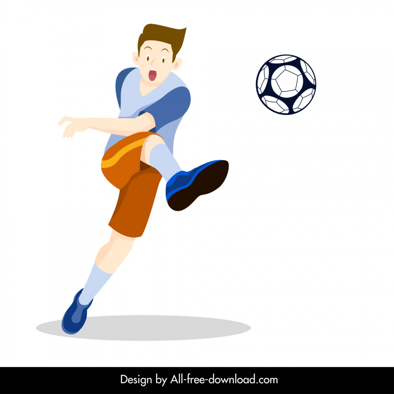 soccer player icon dynamic cartoon character kicking gesture
