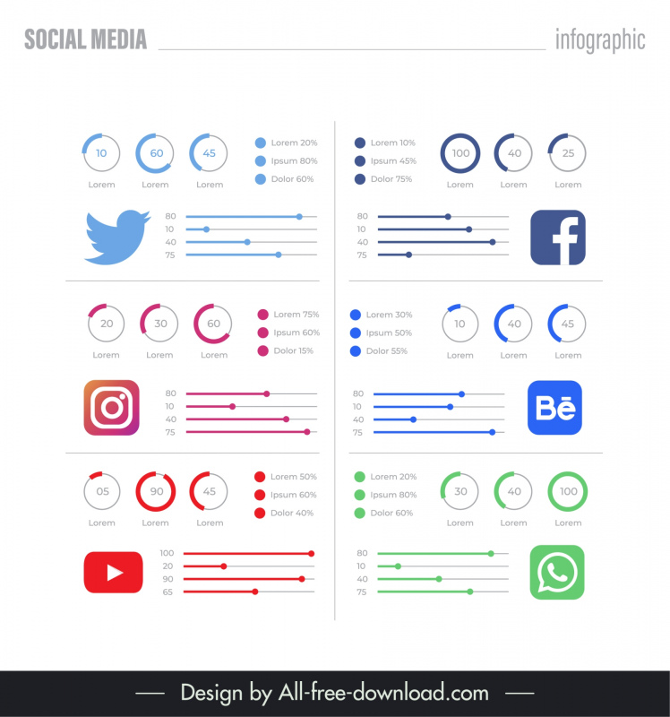 social media infographic template modern flat layout