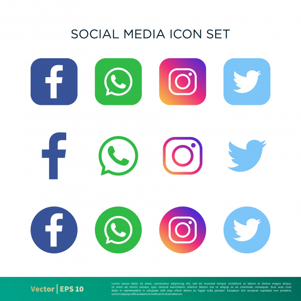 social media set icon vector