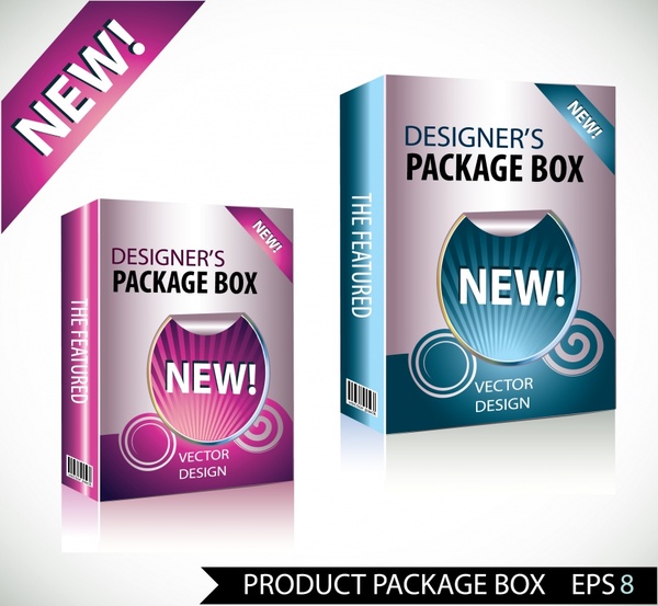 software box template modern colored 3d sketch 