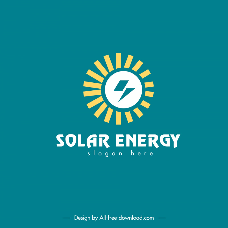 solar energy logo template flat geometric sun shape