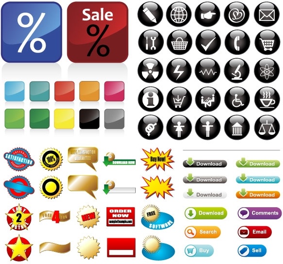 some useful button icon vector