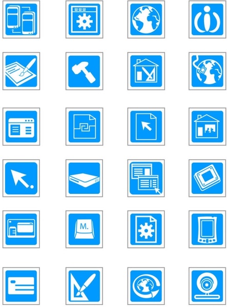 sophisticated technology blue vector icons vector