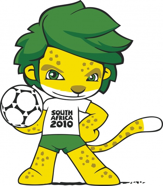 2010 world cup mascot icon colored cartoon character