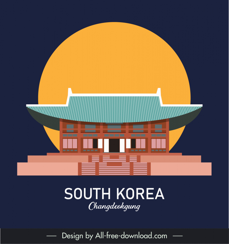 south korea advertising banner retro place sketch dark symmetric design