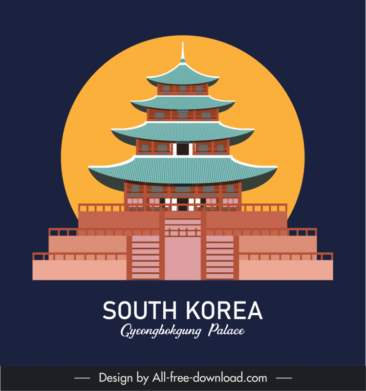 south korea design elements banner template classical symmetric architecture sun outline contrast design 