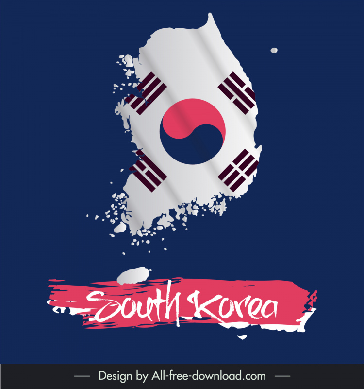  south korea flag poster template modern flat map elements decor