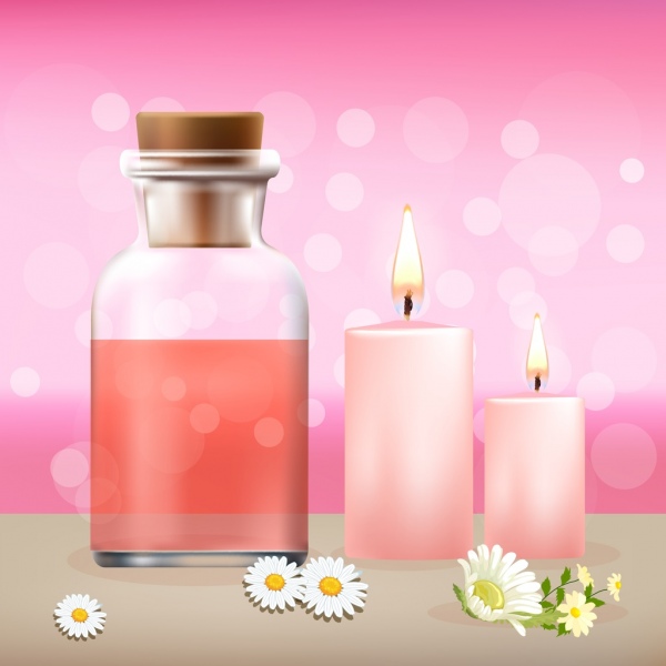 spa advertising background candle flower jar icons decor