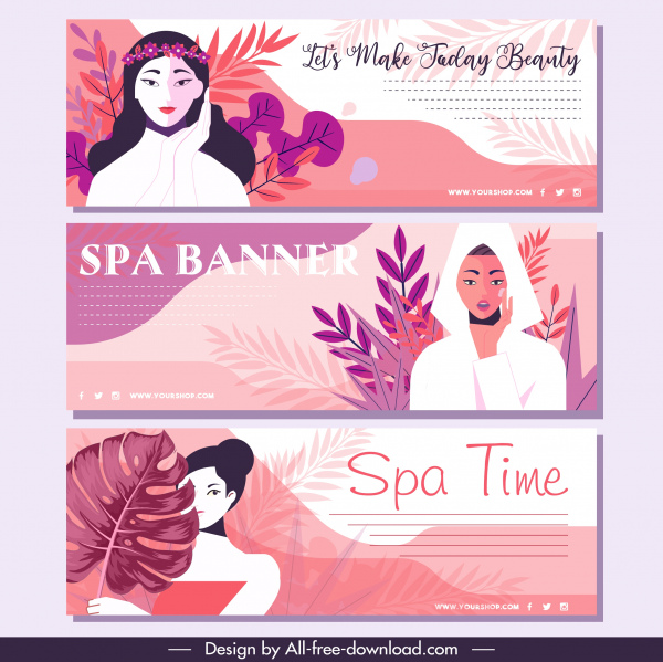 spa advertising flyers colorful classic design woman sketch