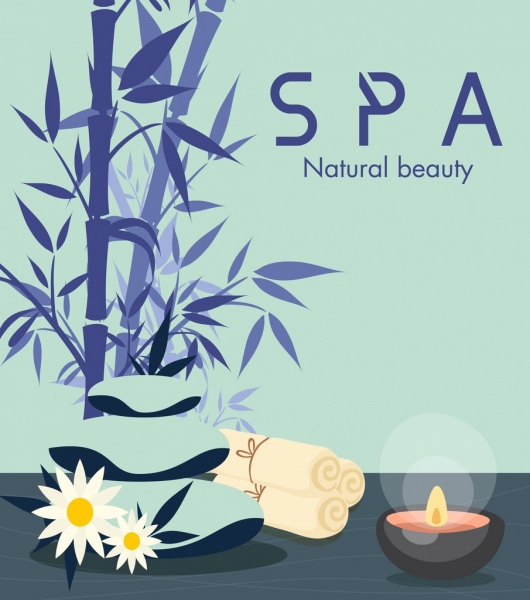 spa banner classical design bamboo stone candle icons