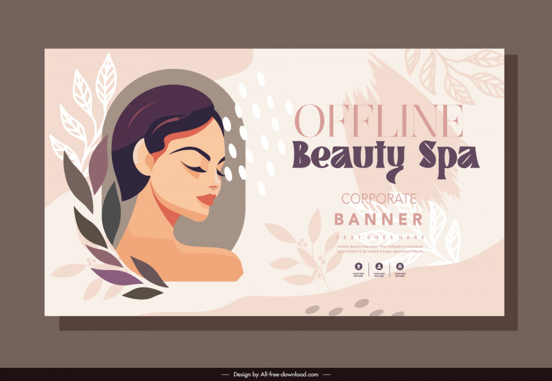 spa beauty banner template classic cartoon design