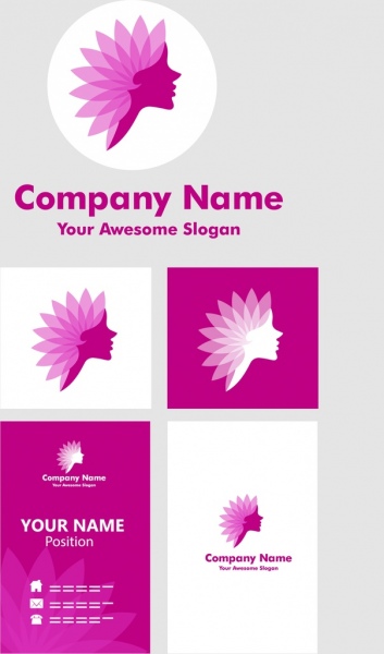 spa logotype design violet decoration flower woman silhouette 