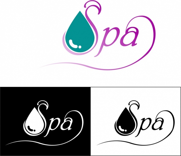 spa logotypes design water drop text decoration