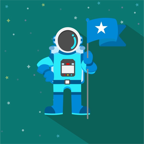 space astronaut holding flag vector illustration