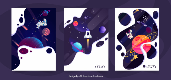 space backgrounds templates colorful dynamic planet spaceship decor