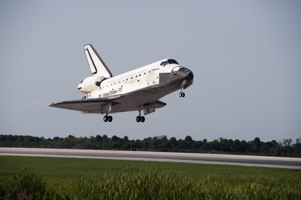 space shuttle start land