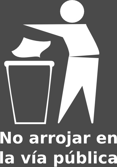 Spanish Trash Bin Sign clip art