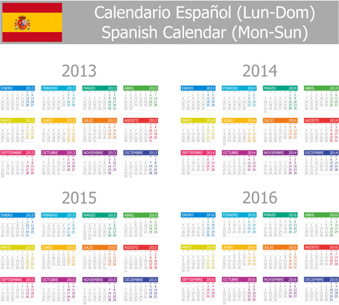 spanish version calendar14 vector