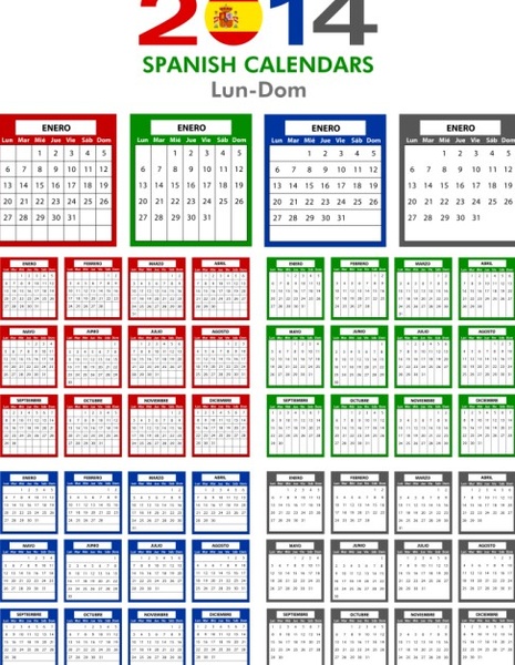spanish version calendar14 vector