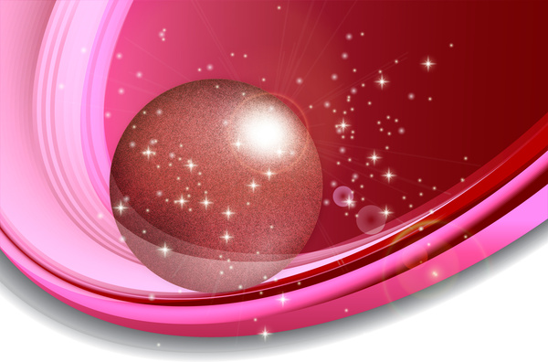 sparkle pink background with sphere and curved orbit