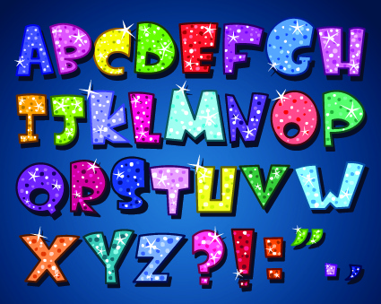 sparkling alphabet and numbers design vector