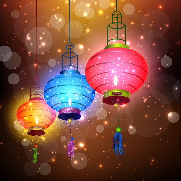 sparkling chinese lantern background