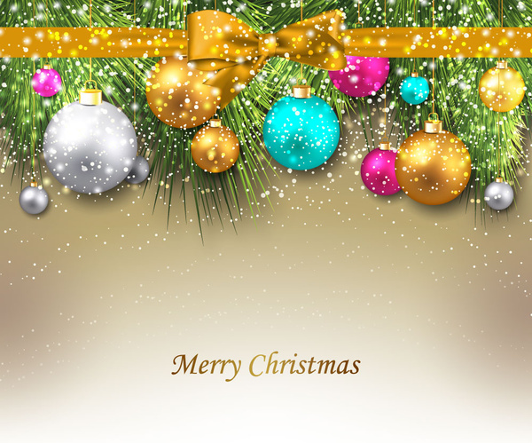 sparkling christmas background with knot and balls