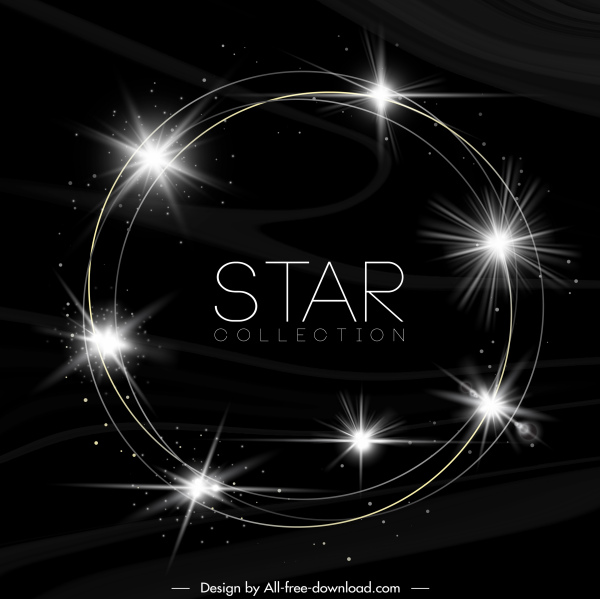 sparkling stars background circle layout dark design
