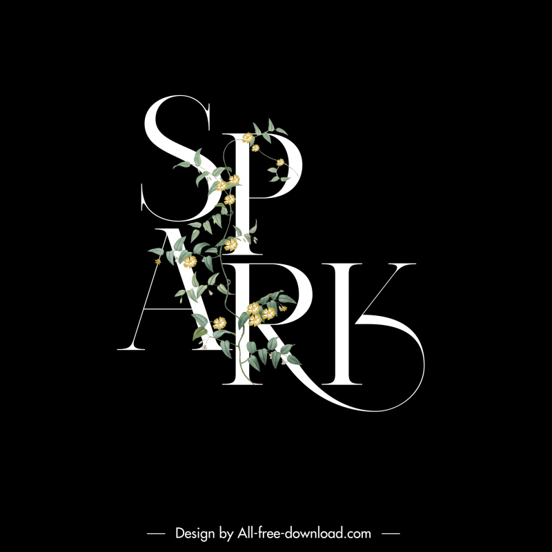 sparkwear logo template elegant flat texts flowers decor 