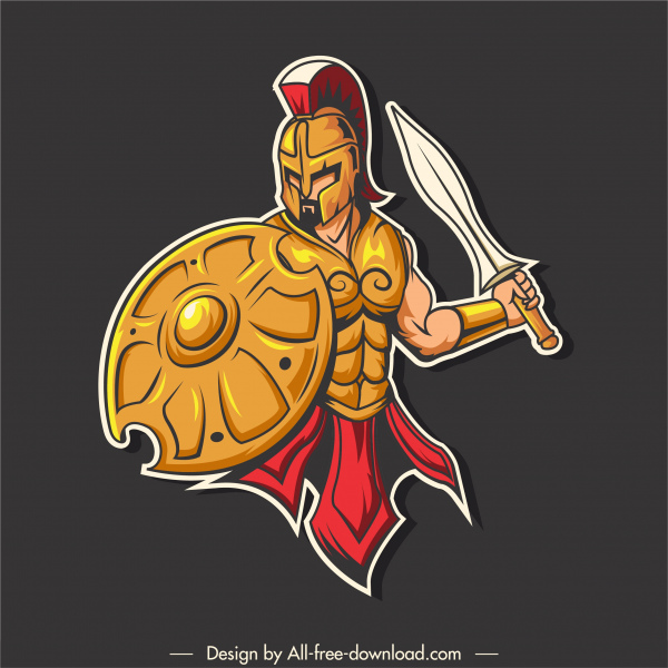 spartan knight icon colored cartoon sketch 
